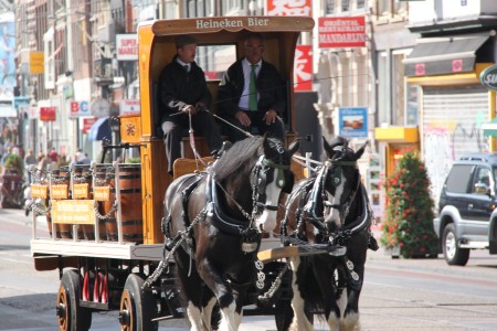 The Heineken Beer Truck roaming the streets of Amsterdam